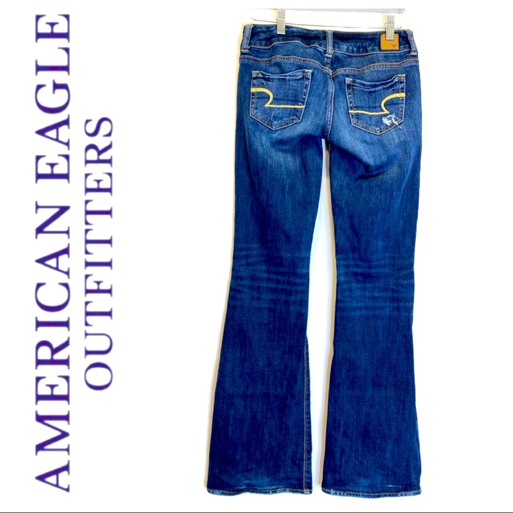 AMERICAN EAGLE DISTRESSED FLARE ARTIST JEANS - Picture 3 of 6